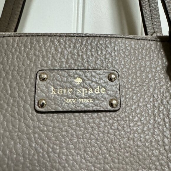 Kate Spade Grove Court Lainey Grey Pebbled Leather Satchel. 15 by 11 by 4.5 - Picture 3 of 15